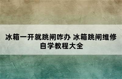 冰箱一开就跳闸咋办 冰箱跳闸维修自学教程大全